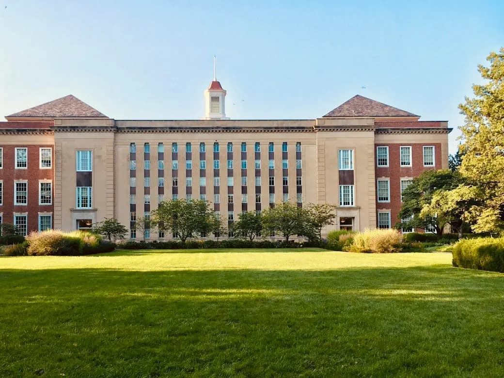 A university building across its lawn